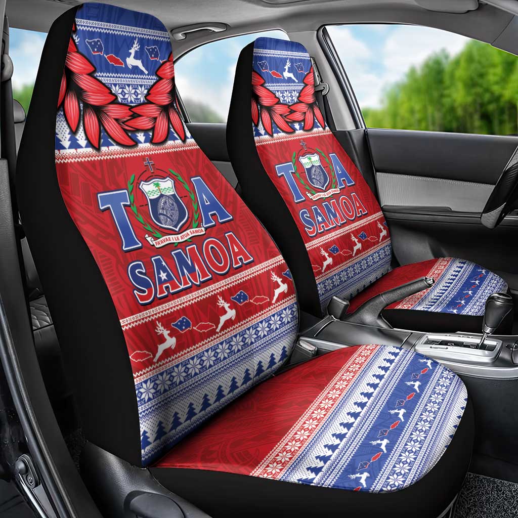 Toa Samoa Rugby Christmas Car Seat Cover Ula Fala Samoan Pattern Red LT14 - Polynesian Pride