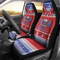Toa Samoa Rugby Christmas Car Seat Cover Ula Fala Samoan Pattern Red LT14 - Polynesian Pride