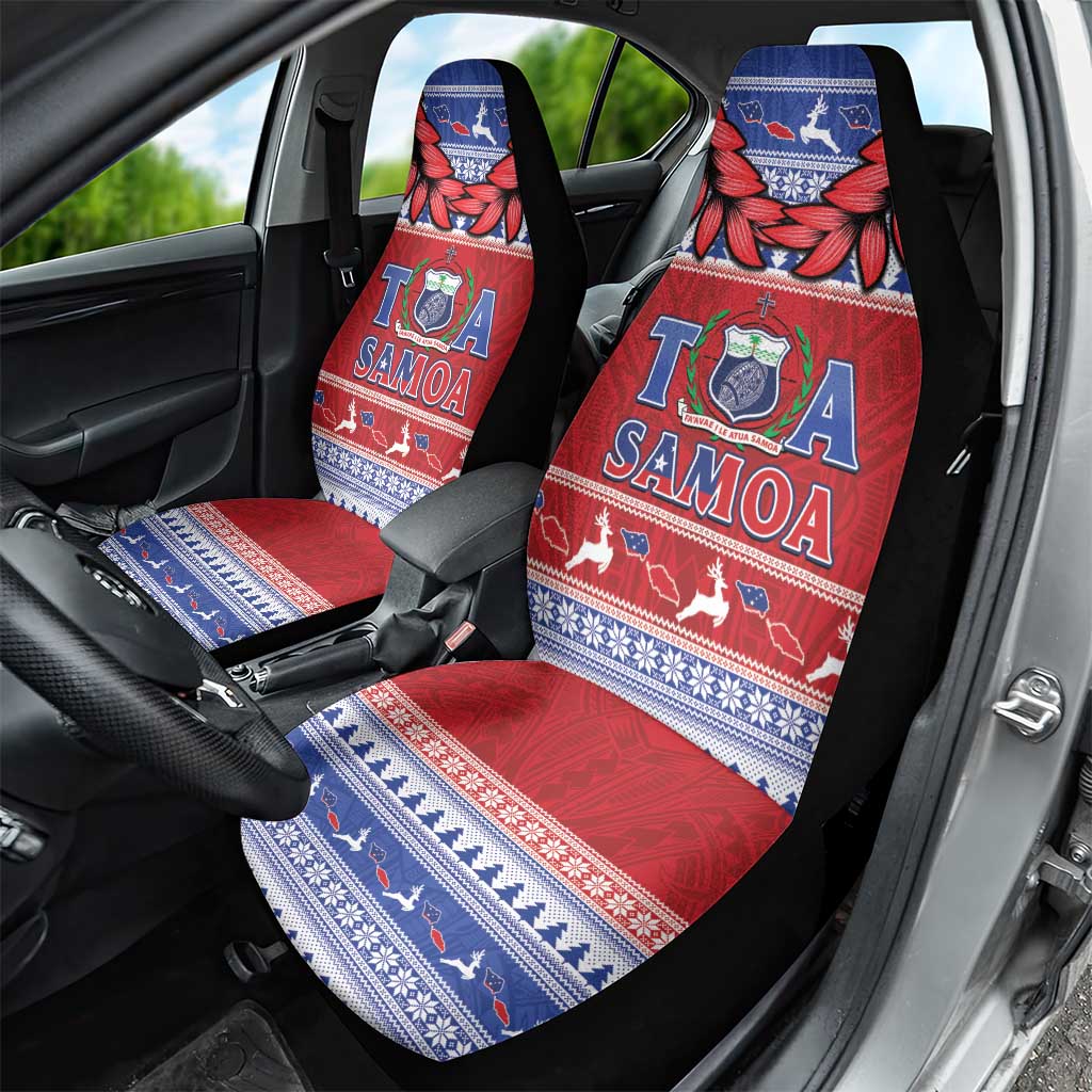 Toa Samoa Rugby Christmas Car Seat Cover Ula Fala Samoan Pattern Red LT14 - Polynesian Pride