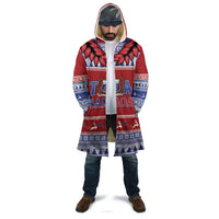 Personalised Toa Samoa Rugby Christmas Cloak Ula Fala Samoan Pattern Red - Polynesian Pride