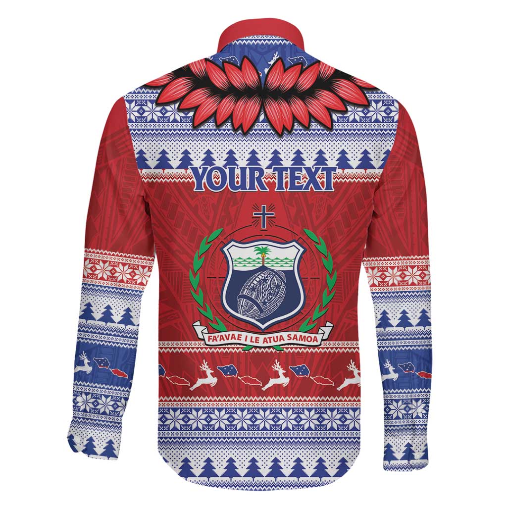 Personalised Toa Samoa Rugby Christmas Family Matching Long Sleeve Bodycon Dress and Hawaiian Shirt Ula Fala Samoan Pattern Red LT14 - Polynesian Pride