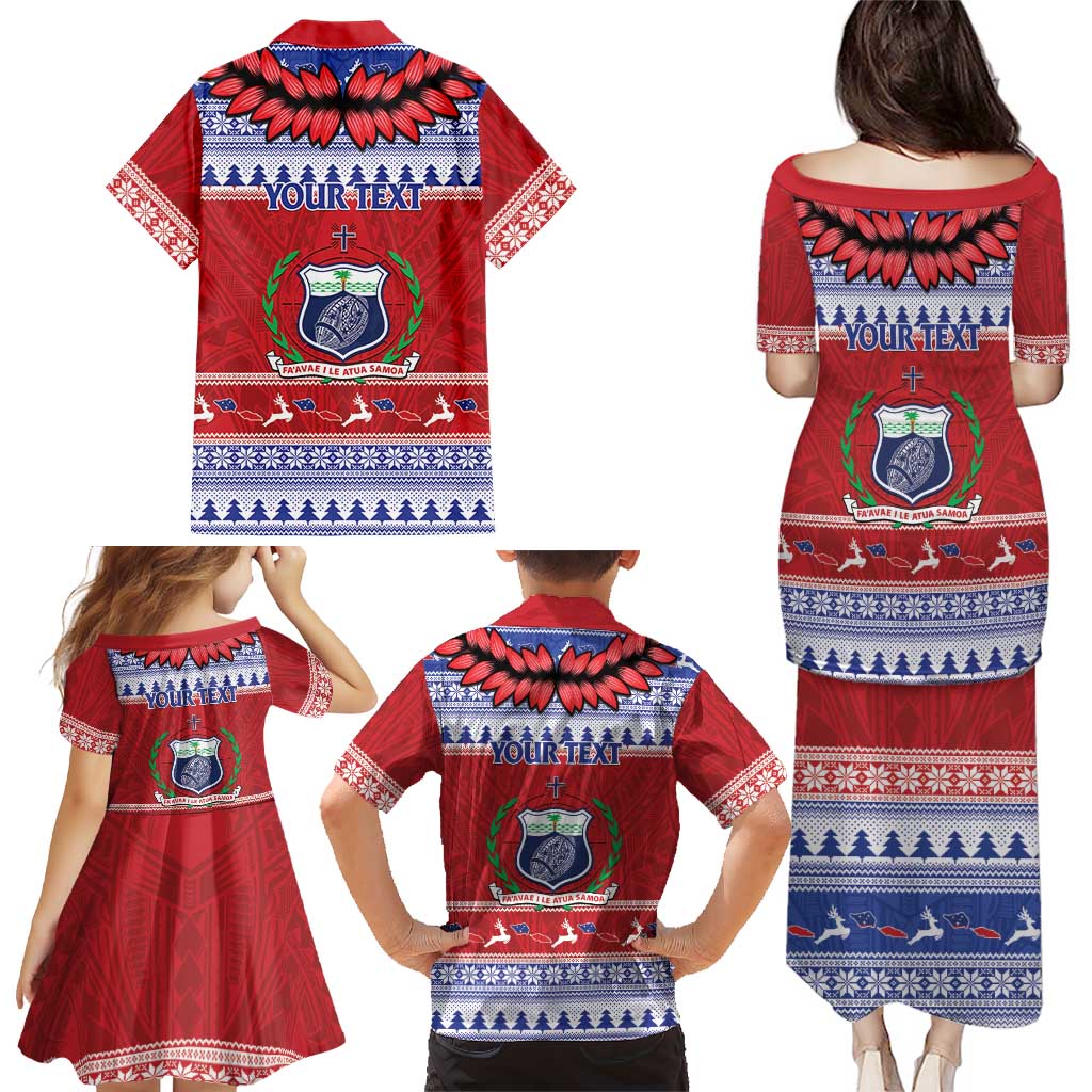 Personalised Toa Samoa Rugby Christmas Family Matching Puletasi and Hawaiian Shirt Ula Fala Samoan Pattern Red LT14 - Polynesian Pride