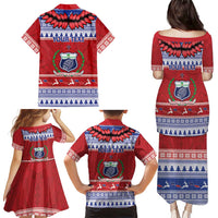 Personalised Toa Samoa Rugby Christmas Family Matching Puletasi and Hawaiian Shirt Ula Fala Samoan Pattern Red LT14 - Polynesian Pride