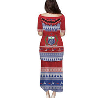 Personalised Toa Samoa Rugby Christmas Family Matching Puletasi and Hawaiian Shirt Ula Fala Samoan Pattern Red LT14 - Polynesian Pride