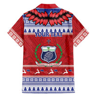 Personalised Toa Samoa Rugby Christmas Family Matching Short Sleeve Bodycon Dress and Hawaiian Shirt Ula Fala Samoan Pattern Red LT14 - Polynesian Pride