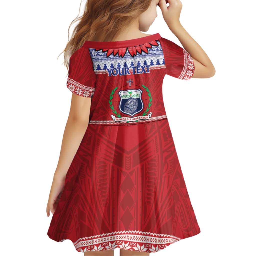 Personalised Toa Samoa Rugby Christmas Family Matching Summer Maxi Dress and Hawaiian Shirt Ula Fala Samoan Pattern Red LT14 - Polynesian Pride