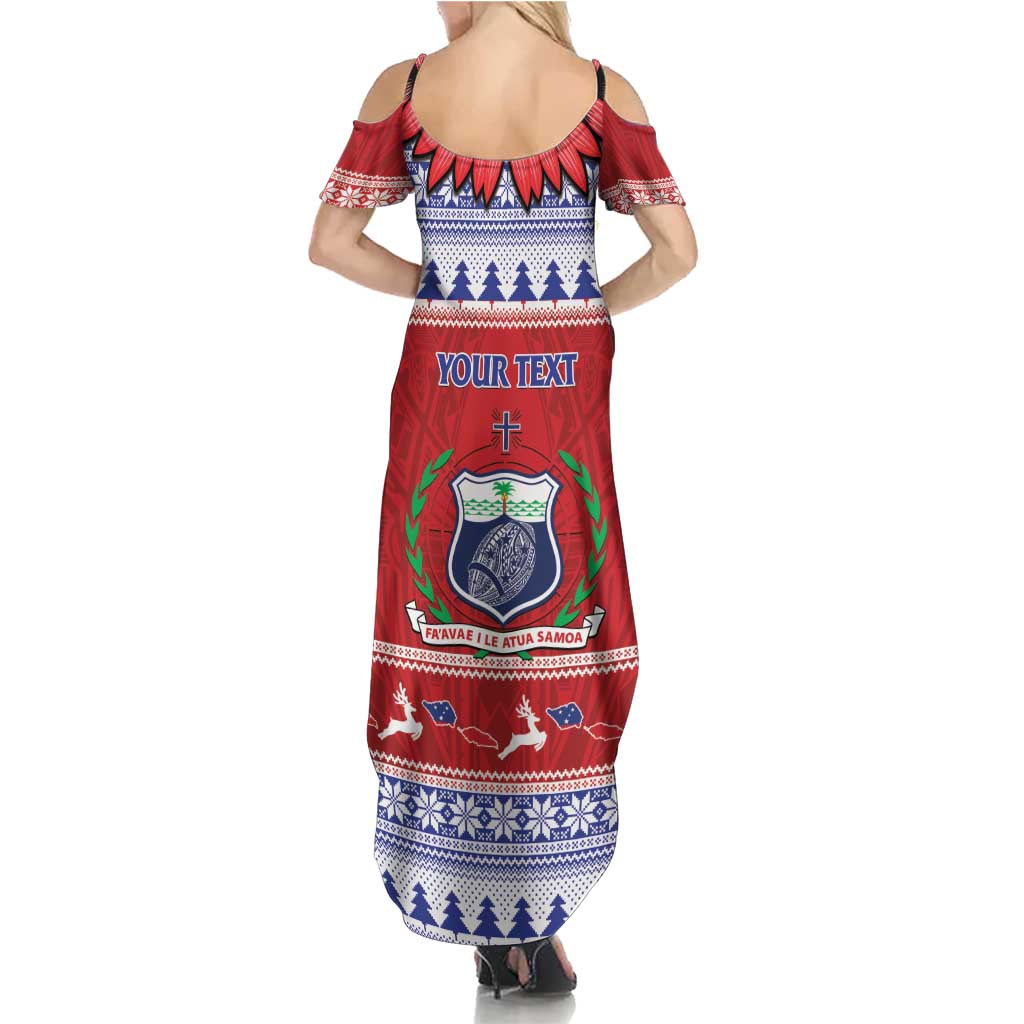 Personalised Toa Samoa Rugby Christmas Family Matching Summer Maxi Dress and Hawaiian Shirt Ula Fala Samoan Pattern Red LT14 - Polynesian Pride