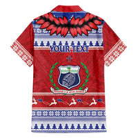 Personalised Toa Samoa Rugby Christmas Hawaiian Shirt Ula Fala Samoan Pattern Red - Polynesian Pride