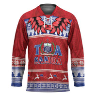 Personalised Toa Samoa Rugby Christmas Hockey Jersey Ula Fala Samoan Pattern Red - Polynesian Pride