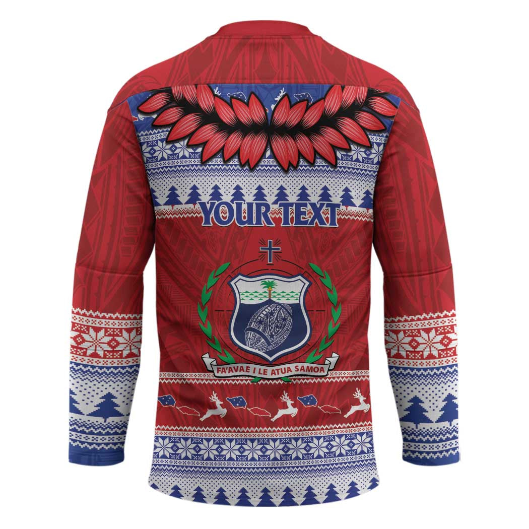 Personalised Toa Samoa Rugby Christmas Hockey Jersey Ula Fala Samoan Pattern Red - Polynesian Pride