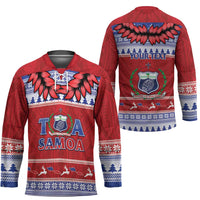 Personalised Toa Samoa Rugby Christmas Hockey Jersey Ula Fala Samoan Pattern Red - Polynesian Pride