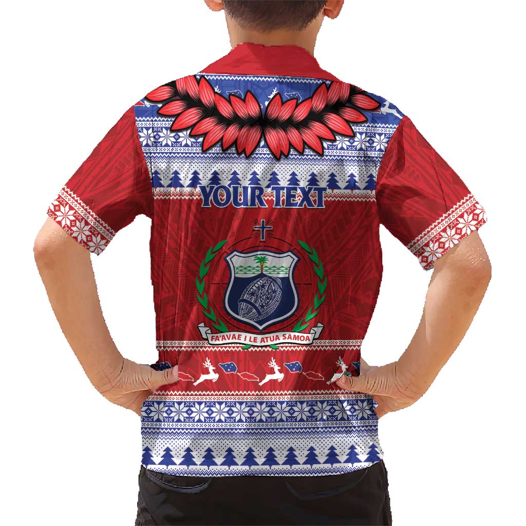 Personalised Toa Samoa Rugby Christmas Kid Hawaiian Shirt Ula Fala Samoan Pattern Red LT14 - Polynesian Pride