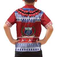 Personalised Toa Samoa Rugby Christmas Kid Hawaiian Shirt Ula Fala Samoan Pattern Red LT14 - Polynesian Pride