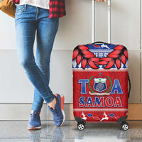 Toa Samoa Rugby Christmas Luggage Cover Ula Fala Samoan Pattern Red - Polynesian Pride