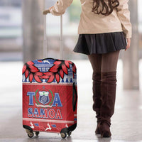 Toa Samoa Rugby Christmas Luggage Cover Ula Fala Samoan Pattern Red - Polynesian Pride