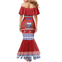 Personalised Toa Samoa Rugby Christmas Mermaid Dress Ula Fala Samoan Pattern Red - Polynesian Pride