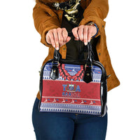 Toa Samoa Rugby Christmas Shoulder Handbag Ula Fala Samoan Pattern Red - Polynesian Pride