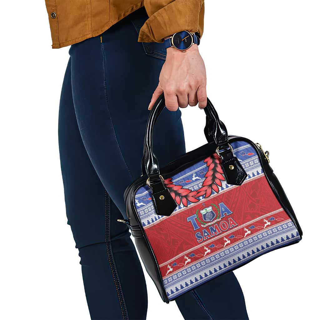 Toa Samoa Rugby Christmas Shoulder Handbag Ula Fala Samoan Pattern Red - Polynesian Pride