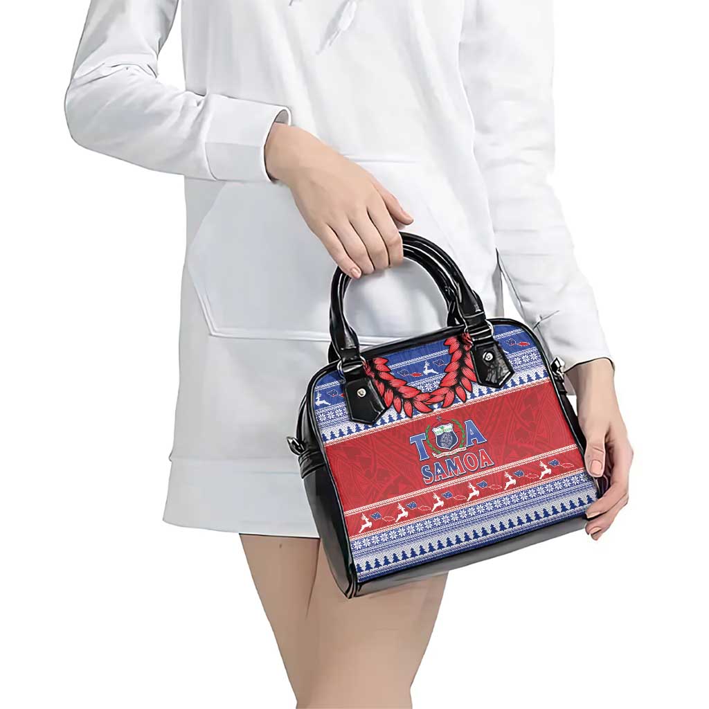 Toa Samoa Rugby Christmas Shoulder Handbag Ula Fala Samoan Pattern Red - Polynesian Pride