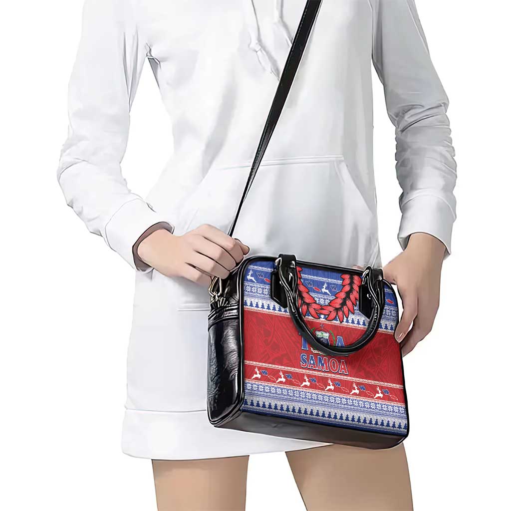 Toa Samoa Rugby Christmas Shoulder Handbag Ula Fala Samoan Pattern Red - Polynesian Pride