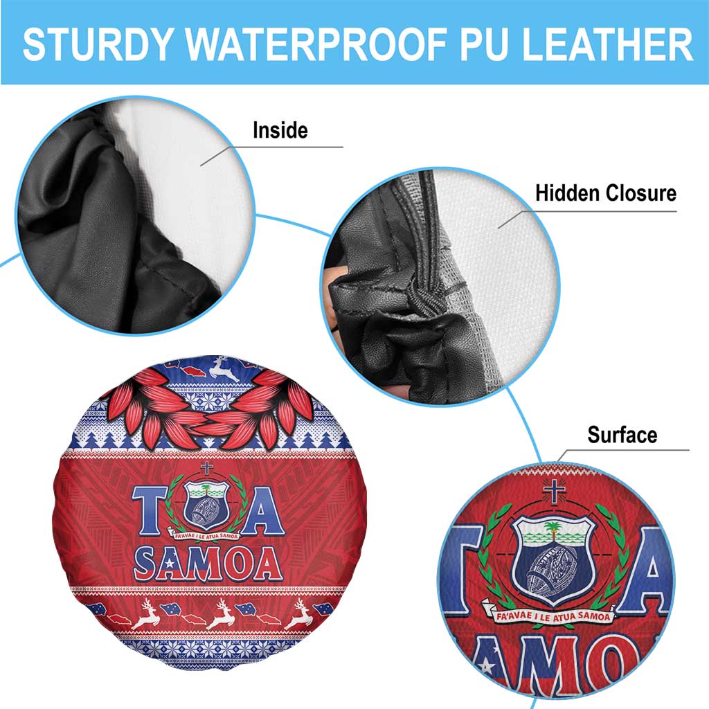Toa Samoa Rugby Christmas Spare Tire Cover Ula Fala Samoan Pattern Red - Polynesian Pride
