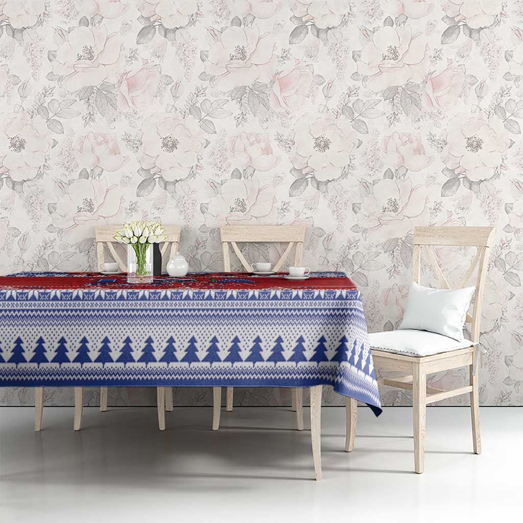 Toa Samoa Rugby Christmas Tablecloth Ula Fala Samoan Pattern Red - Polynesian Pride