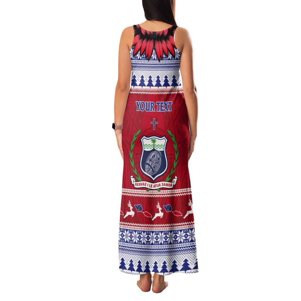Personalised Toa Samoa Rugby Christmas Tank Maxi Dress Ula Fala Samoan Pattern Red LT14 - Polynesian Pride