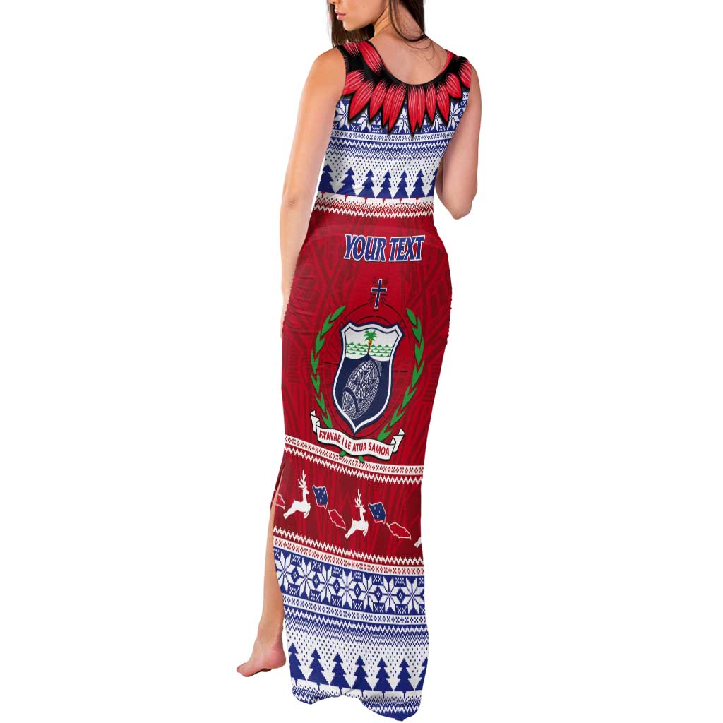 Personalised Toa Samoa Rugby Christmas Tank Maxi Dress Ula Fala Samoan Pattern Red LT14 - Polynesian Pride