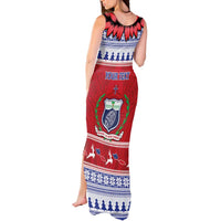 Personalised Toa Samoa Rugby Christmas Tank Maxi Dress Ula Fala Samoan Pattern Red LT14 - Polynesian Pride