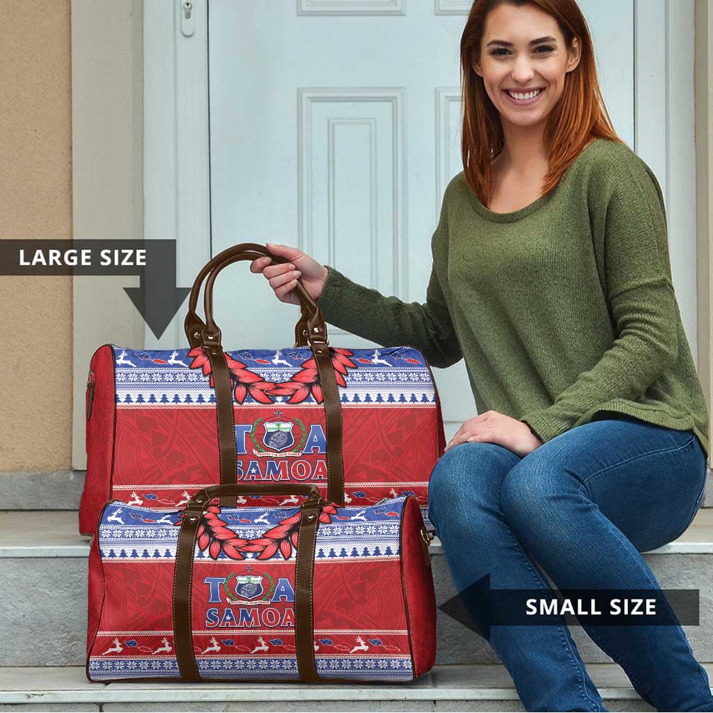 Toa Samoa Rugby Christmas Travel Bag Ula Fala Samoan Pattern Red - Polynesian Pride