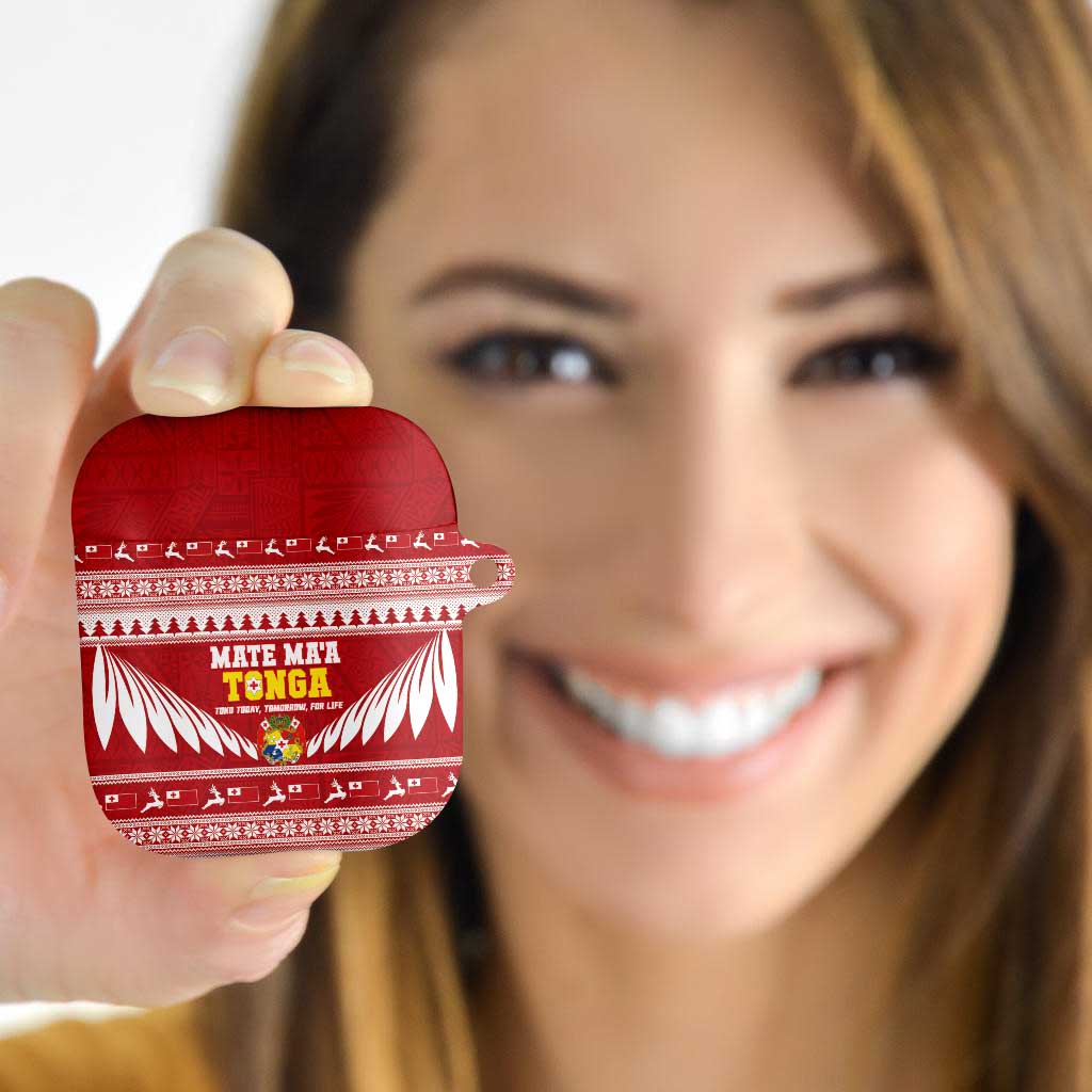 Tonga Rugby Christmas AirPods Case Mate Maa Tonga Ngatu Pattern - Polynesian Pride