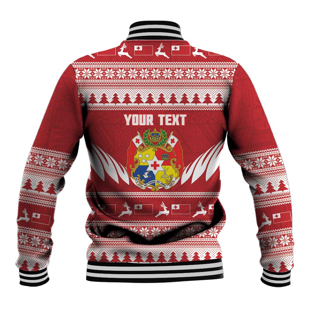 Personalised Tonga Rugby Christmas Baseball Jacket Mate Maa Tonga Ngatu Pattern - Polynesian Pride