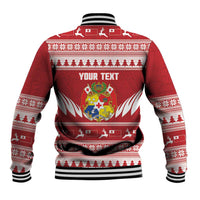 Personalised Tonga Rugby Christmas Baseball Jacket Mate Maa Tonga Ngatu Pattern - Polynesian Pride