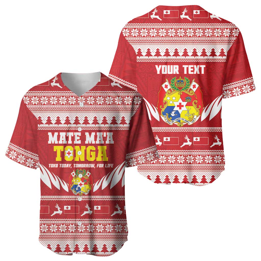 Personalised Tonga Rugby Christmas Baseball Jersey Mate Maa Tonga Ngatu Pattern - Polynesian Pride