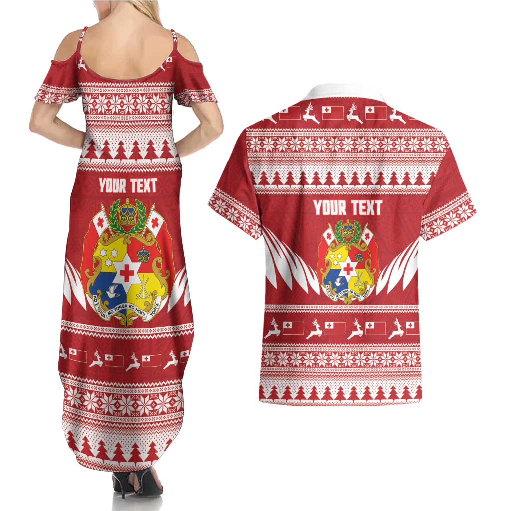 Personalised Tonga Rugby Christmas Couples Matching Summer Maxi Dress and Hawaiian Shirt Mate Maa Tonga Ngatu Pattern - Polynesian Pride