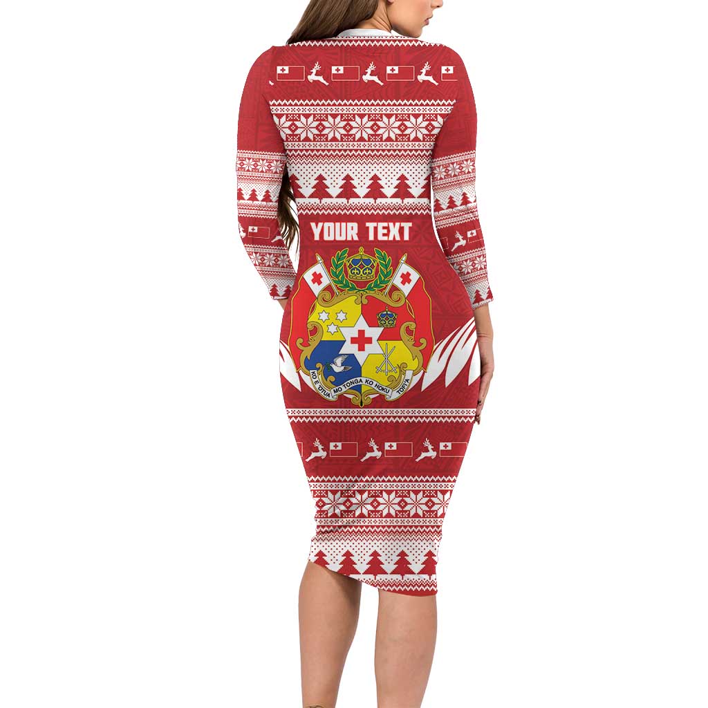 Personalised Tonga Rugby Christmas Family Matching Long Sleeve Bodycon Dress and Hawaiian Shirt Mate Maa Tonga Ngatu Pattern LT14 - Polynesian Pride