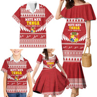 Personalised Tonga Rugby Christmas Family Matching Mermaid Dress and Hawaiian Shirt Mate Maa Tonga Ngatu Pattern LT14 - Polynesian Pride