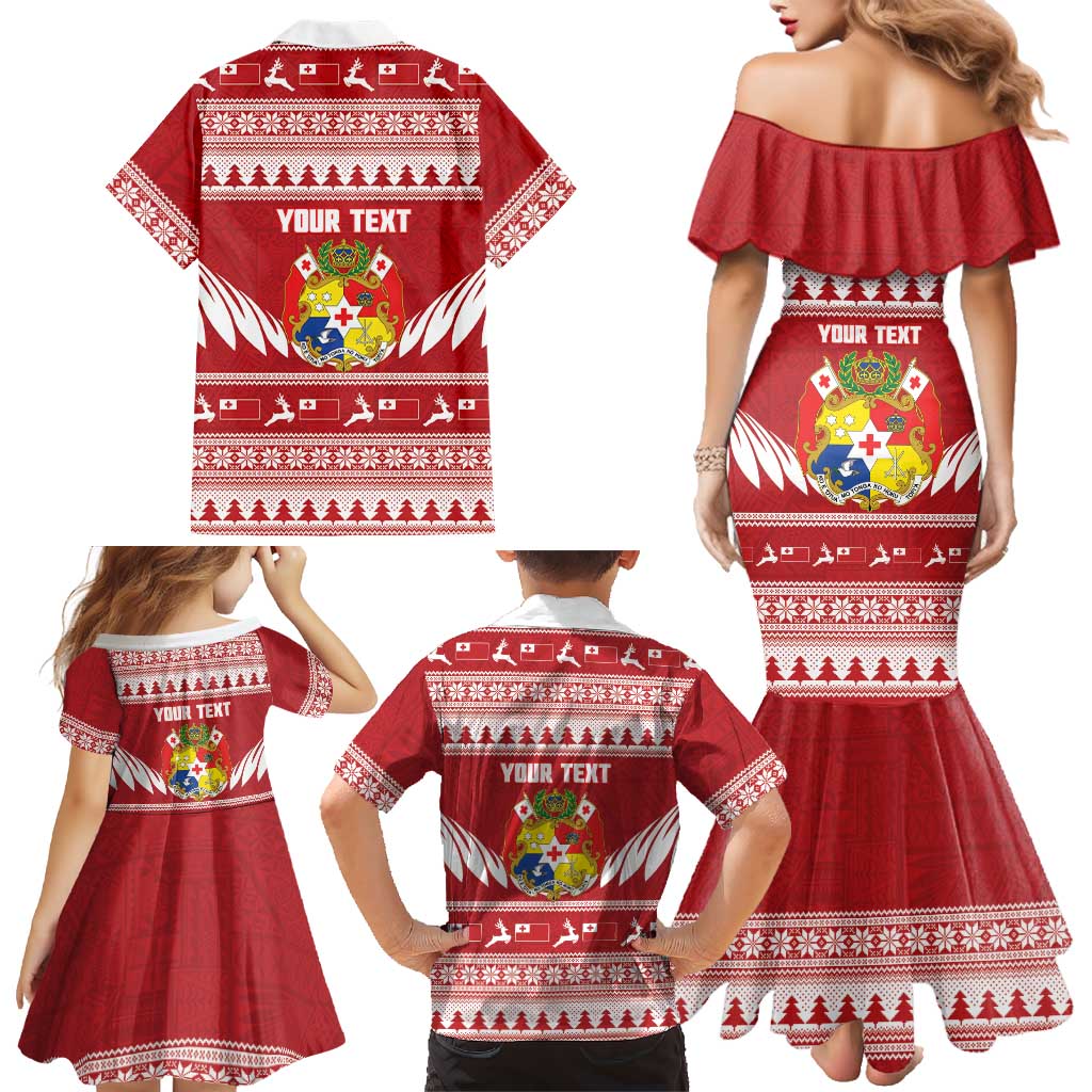 Personalised Tonga Rugby Christmas Family Matching Mermaid Dress and Hawaiian Shirt Mate Maa Tonga Ngatu Pattern LT14 - Polynesian Pride
