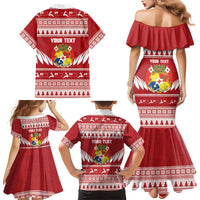 Personalised Tonga Rugby Christmas Family Matching Mermaid Dress and Hawaiian Shirt Mate Maa Tonga Ngatu Pattern LT14 - Polynesian Pride