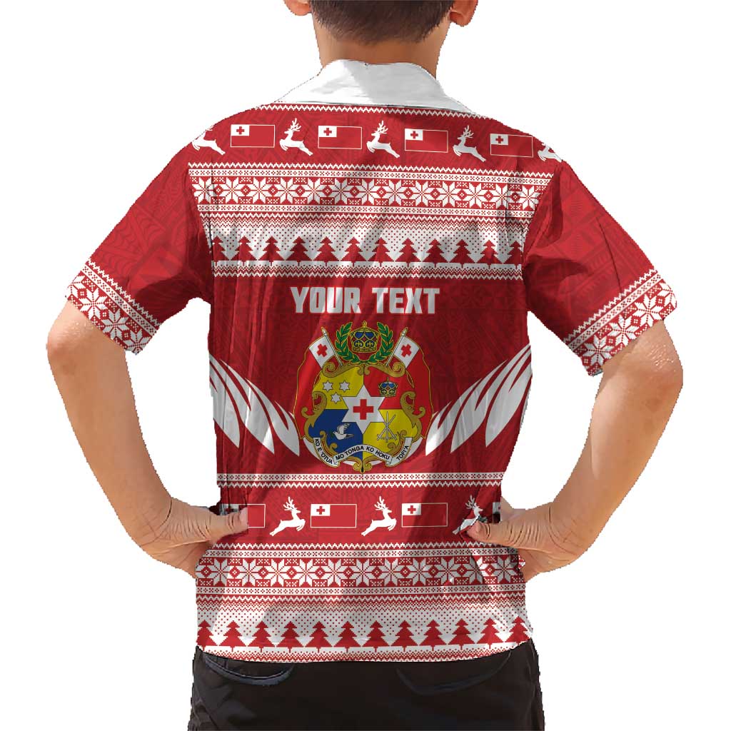 Personalised Tonga Rugby Christmas Hawaiian Shirt Mate Maa Tonga Ngatu Pattern - Polynesian Pride