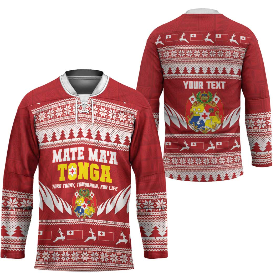 Personalised Tonga Rugby Christmas Hockey Jersey Mate Maa Tonga Ngatu Pattern - Polynesian Pride