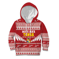 Personalised Tonga Rugby Christmas Kid Hoodie Mate Maa Tonga Ngatu Pattern - Polynesian Pride