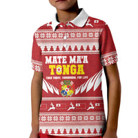 Personalised Tonga Rugby Christmas Kid Polo Shirt Mate Maa Tonga Ngatu Pattern LT14 Kid Red - Polynesian Pride