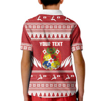 Personalised Tonga Rugby Christmas Kid Polo Shirt Mate Maa Tonga Ngatu Pattern LT14 - Polynesian Pride