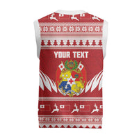 Personalised Tonga Rugby Christmas Knitted V-Neck Vest Mate Maa Tonga Ngatu Pattern LT14 - Polynesian Pride