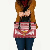 Tonga Rugby Christmas Leather Bag Mate Maa Tonga Ngatu Pattern - Polynesian Pride