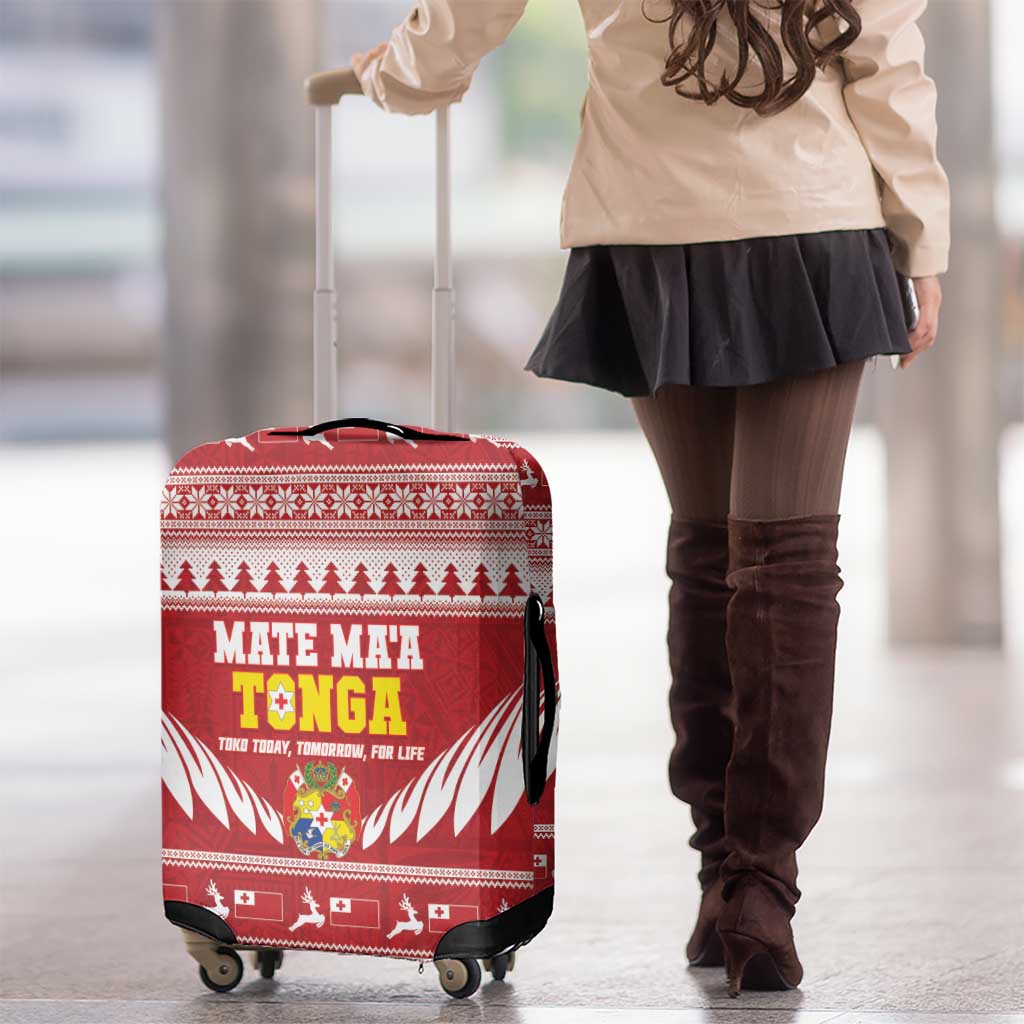Tonga Rugby Christmas Luggage Cover Mate Maa Tonga Ngatu Pattern - Polynesian Pride