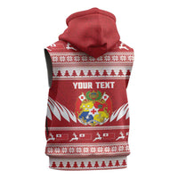 Personalised Tonga Rugby Christmas Sleeveless Hoodie Mate Maa Tonga Ngatu Pattern LT14 - Polynesian Pride