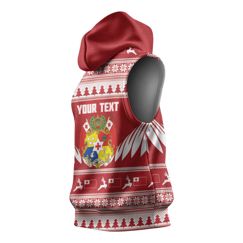 Personalised Tonga Rugby Christmas Sleeveless Hoodie Mate Maa Tonga Ngatu Pattern LT14 - Polynesian Pride