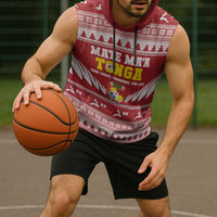 Personalised Tonga Rugby Christmas Sleeveless Hoodie Mate Maa Tonga Ngatu Pattern LT14 - Polynesian Pride